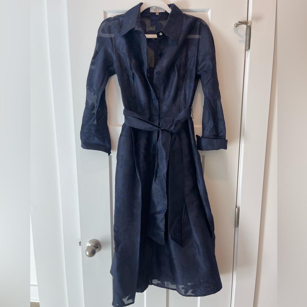 Teri Jon by Rickie Freeman: Elegant Navy Blue Women's Dress
